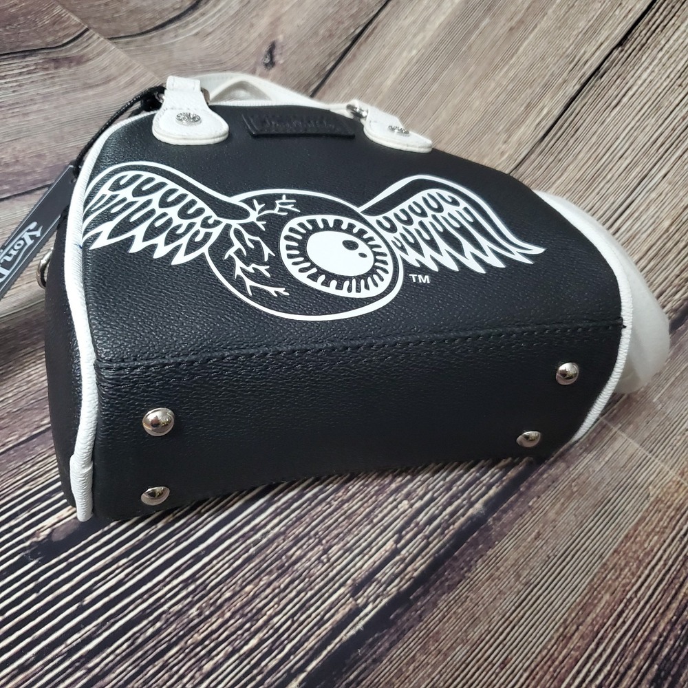 NWT Von Dutch The Classic Black & White Flying Eyeball Satchel Crossbody Bag - Picture 6 of 7
